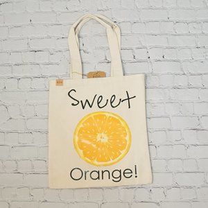 Sweet Orange Printed Medium Canvas Tote Bag